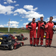 The Mountain Goats track day, somewhere outside of Denver, 2015. L-R: Stage manager Avel Sosa, Matt Douglas, John Darnielle, Peter Hughes. Jon Wurster was in the paddock insisting that mechanics top off the karts’ blinker fluid.